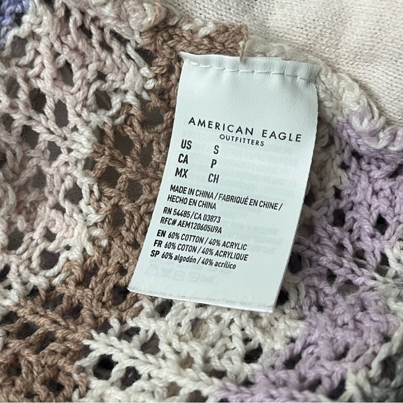 American Eagle Crochet Knit Pastel Striped Halter Top S Boho Crop Top Beach - Picture 8 of 10